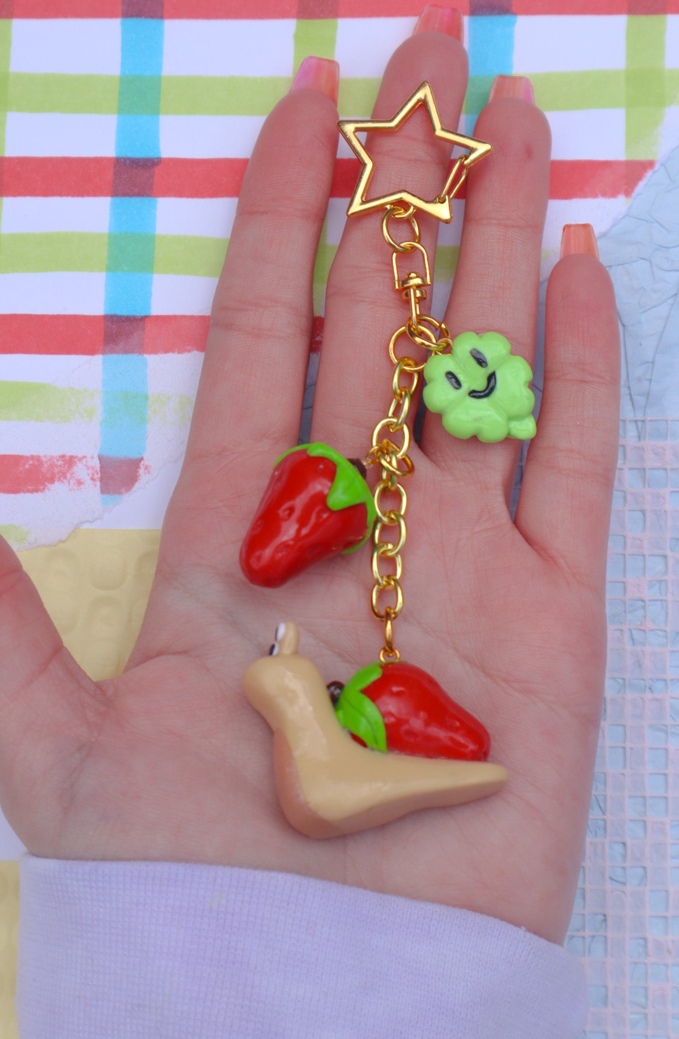 Strawberry Slippy the Snail Bag Charm