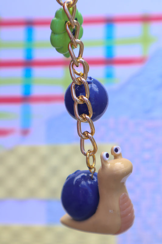 Blueberry Slippy the Snail Bag Charm