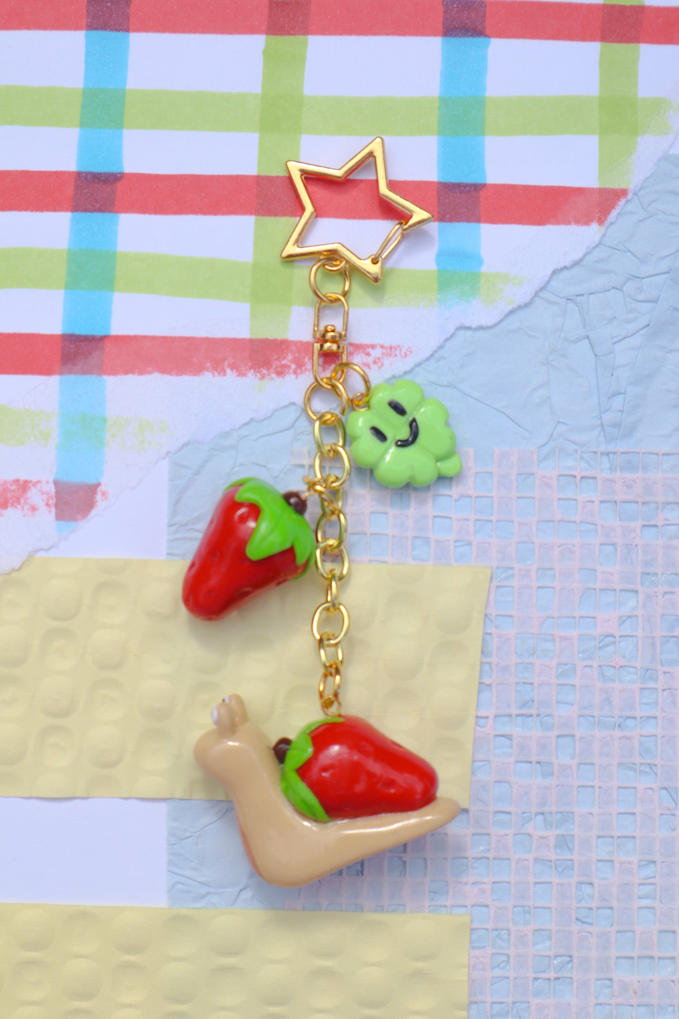 Strawberry Slippy the Snail Bag Charm