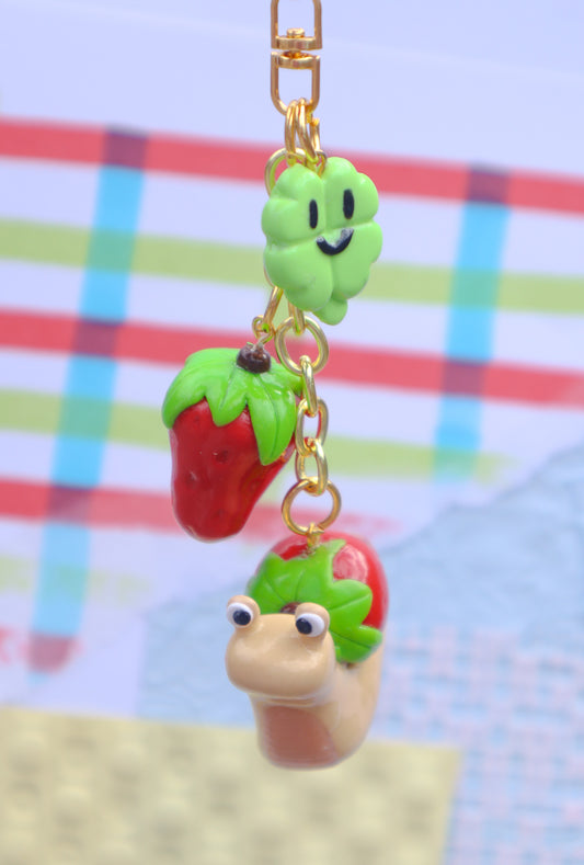 Strawberry Slippy the Snail Bag Charm