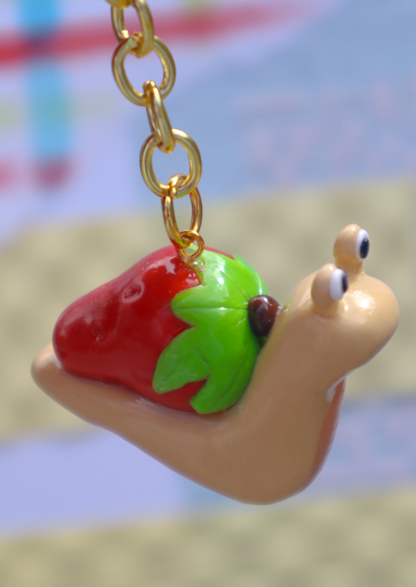 Strawberry Slippy the Snail Bag Charm
