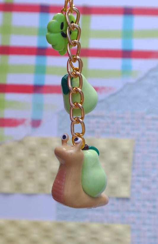 Pear Slippy the Snail Bag Charm