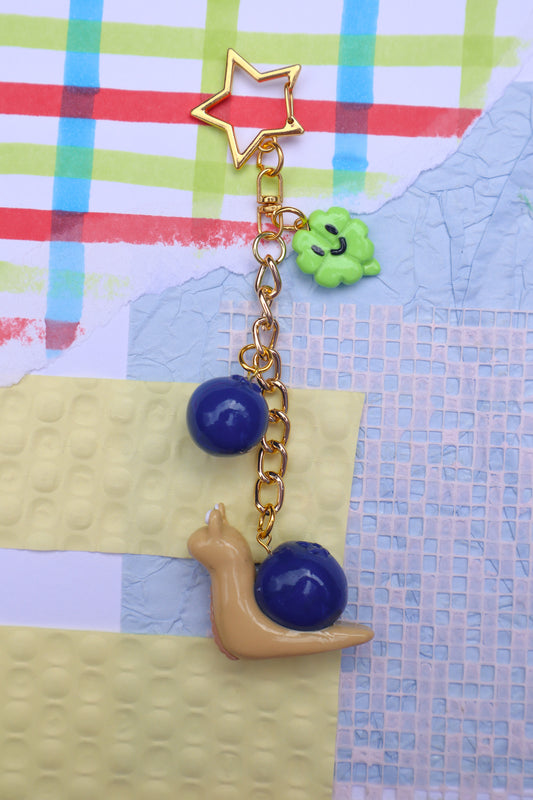Blueberry Slippy the Snail Bag Charm
